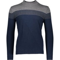Sweter w kolorze granatowo-szarym. Niebieskie swetry klasyczne męskie marki Benetton, m, w paski, z wełny, z okrągłym kołnierzem. W wyprzedaży za 84,95 zł.