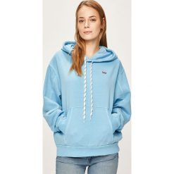 Levi's - Bluza. Niebieskie bluzy damskie Levi's®, s, bez wzorów, z bawełny, bez rękawów, z kapturem. Za 279,90 zł.