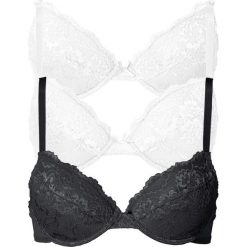 Biustonosz "push up" bonprix 2x biały + 1x czarny. Czarne biustonosze bonprix, bez wzorów, z bawełny. Za 89,97 zł.