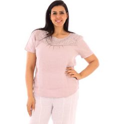 T-shirty damskie: Lniana koszulka „Geneve” w kolorze jasnoróżowym