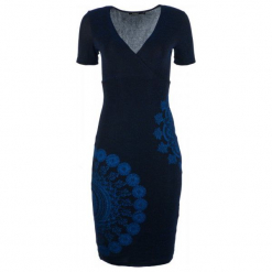 Desigual Sukienka Damska Elif Xs Ciemny Niebieski. Niebieskie długie sukienki Desigual, xs, z długim rękawem. Za 449,00 zł.