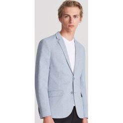 Marynarka slim fit - Niebieski. Niebieskie marynarki męskie Reserved, s, bez wzorów. Za 199,99 zł.
