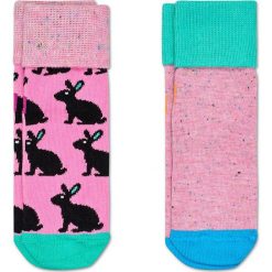 Happy Socks - Skarpetki dziecięce Antislip Bunny (2-pack). Różowe skarpetki dziewczęce Happy Socks, bez wzorów, z elastanu. Za 39,90 zł.