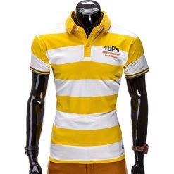 Koszulki polo: KOSZULKA MĘSKA POLO Z NADRUKIEM S511 – ZÓŁTA