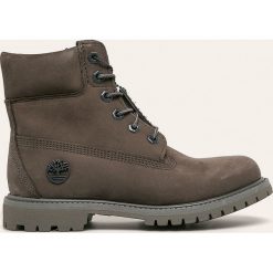 Timberland - Workery skórzane Premium. Szare workery damskie Timberland, ze skóry, na sznurówki. W wyprzedaży za 599,90 zł.