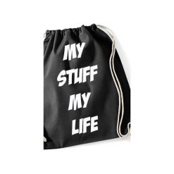 Backpack - My Stuff My Life. Czarne plecaki męskie Syrenka store, z nadrukiem, z bawełny. Za 59,00 zł.