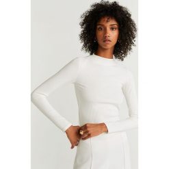 Mango - Longsleeve Viki. Białe bluzki damskie Mango, m, bez wzorów, z elastanu, z golfem. Za 69,90 zł.