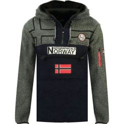 Bluza polarowa "Riakolo" w kolorze granatowo-szarym. Szare bluzy męskie s, z aplikacjami, z polaru, z kapturem. W wyprzedaży za 159,95 zł.