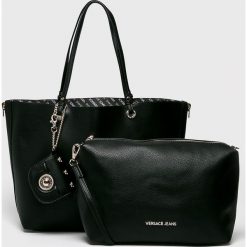 Versace Jeans - Torebka. Czarne torby na zakupy damskie marki Versace Jeans, z jeansu, na ramię, duże. Za 799,90 zł.