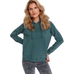 Bluza damska z kapturem. Zielone bluzy damskie Top Secret, na wiosnę, z napisami, z jeansu, bez rękawów, z kapturem. Za 99,99 zł.