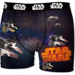 Bokserki w kolorze czarno-pomarańczowym. Pomarańczowe bokserki męskie Entertainment Underwear - Disney, Starwars & Co., bez wzorów. W wyprzedaży za 34,95 zł.