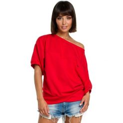 Bianca bluza z kimonowymi rękawami - czerwona. Czerwone bluzy damskie BE, s, bez wzorów, z elastanu, bez rękawów, bez kaptura. Za 139,00 zł.