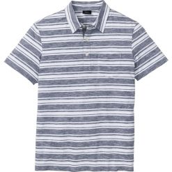 Shirt polo z krótkim rękawem, w paski bonprix szaro-biały w paski. Szare koszulki męskie bonprix, s, w paski, z krótkim rękawem. Za 49,99 zł.