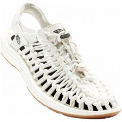 Keen Sandały Uneek W White/Black Us 8,5 (39 Eu). Czarne sandały damskie marki Keen, bez wzorów, z materiału, sportowe, bez obcasa, na sznurówki. W wyprzedaży za 399,00 zł.