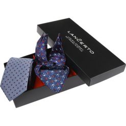 Zestaw Krawat Plus Poszetka. Niebieskie poszetki męskie LANCERTO, z jedwabiu, eleganckie. W wyprzedaży za 199,90 zł.