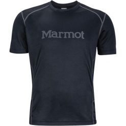 Marmot Windridge With Graphic Ss Black/Cinder M. Czarne koszulki sportowe męskie marki Marmot, m, ze skóry, na fitness i siłownię. W wyprzedaży za 115,00 zł.