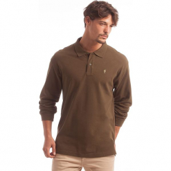 Koszulka polo w kolorze khaki. Brązowe koszulki polo Polo Club Men, m, z haftami, z bawełny. W wyprzedaży za 130,95 zł.