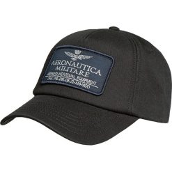 Czapka AERONAUTICA MILITARE Czarny. Czarne czapki męskie marki Aeronautica Militare, z aplikacjami, z tkaniny, militarne. Za 200,00 zł.