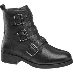 Botki damskie 5th Avenue czarne. Czarne botki damskie na obcasie marki 5th Avenue, z materiału, na klamry. Za 219,90 zł.