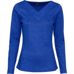 Shirt polo z lureksową nitką bonprix szafirowy. Niebieskie koszulki damskie bonprix, bez wzorów, polo, bez rękawów. Za 84,99 zł.