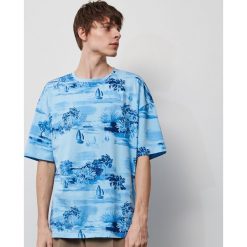 T-shirt z wyrazistym printem - Niebieski. Niebieskie t-shirty męskie Reserved, m, bez wzorów, bez kołnierzyka. Za 49,99 zł.