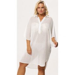 Biała Tunika Hindering. Białe tuniki damskie Born2be, na lato, xl, bez wzorów, z tkaniny, bez kołnierzyka, bez rękawów. Za 109,99 zł.