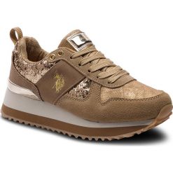 Sneakersy U.S. POLO ASSN. - Tabitha1 FRIDA4103W8/HT1 Gold. Brązowe sneakersy damskie marki U.S. Polo Assn., z materiału. W wyprzedaży za 279,00 zł.