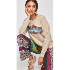 Wrangler - Bluza. Brązowe bluzy damskie Wrangler, s, z nadrukiem, z bawełny, bez rękawów, bez kaptura. W wyprzedaży za 159,90 zł.