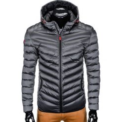 Kurtka męska przejściowa pikowana C368 - szara. Szare kurtki męskie Ombre Clothing, m, bez wzorów, z poliesteru, bez kaptura. Za 79,00 zł.