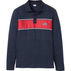 Shirt polo, długi rękaw bonprix ciemnoniebieski z nadrukiem. Niebieskie koszulki męskie bonprix, s, z nadrukiem, polo, z długim rękawem, długie. Za 59,99 zł.