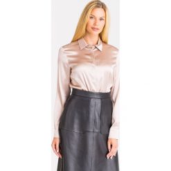 KOSZULA GRU JEDWABNA Max Mara Leisure. Różowe koszule damskie Max Mara Leisure, na imprezę, bez wzorów, z elastanu, z włoskim kołnierzykiem, bez rękawów. Za 575,40 zł.