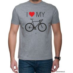 Koszulka T-SHIRT Love Bike. Szare koszulki męskie Pakamera, m, z nadrukiem, bez kołnierzyka, bez rękawów. Za 75,00 zł.