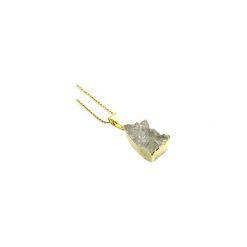 Colare Agat Druza Jasnoszary złoto. Szare naszyjniki damskie Brazi druse jewelry, z agatem, srebrne. Za 170,00 zł.