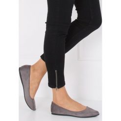 Baleriny migdałowe noski szare WD39P GREY. Szare baleriny damskie obuwie damskie, bez wzorów, z zamszu, klasyczne, bez obcasa. Za 53,09 zł.