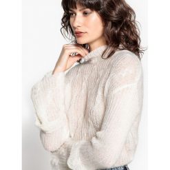 Sweter z golfem, rozszerzane rękawy, moher. Brązowe golfy damskie marki MADEMOISELLE R, l, z moheru. Za 218,36 zł.