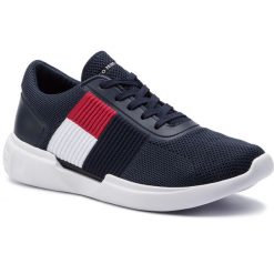 Sneakersy TOMMY HILFIGER - Lightweight Runner Flag Knit FM0FM02275 Midnight 403. Niebieskie sneakersy męskie TOMMY HILFIGER, na co dzień, bez wzorów, ze skóry ekologicznej, bez zapięcia. W wyprzedaży za 299,00 zł.