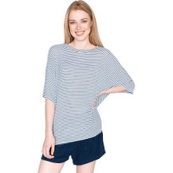 Pepe Jeans Blossom Koszulka Niebieski Biały. Niebieskie koszulki damskie Pepe Jeans, xs, w paski, z elastanu, bez kołnierzyka, z krótkim rękawem. Za 180,95 zł.