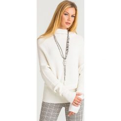 SWETER Patrizia pepe. Białe swetry damskie Patrizia Pepe, s, z aplikacjami, bez rękawów, bez kaptura. Za 989,00 zł.