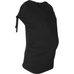 Shirt ciążowy z wycięciami na ramionach bonprix czarny. Czarne bluzki ciążowe bonprix, bez wzorów, bez kołnierzyka, bez rękawów. Za 27,99 zł.