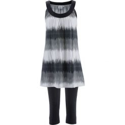 Sukienka + legginsy rybaczki (2 części) bonprix czarno-biały z nadrukiem + czarny. Czarne legginsy damskie bonprix, z nadrukiem. Za 69,99 zł.