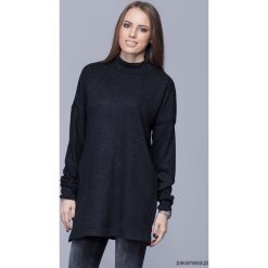 Swetry klasyczne damskie: Długi ciepły sweter one size-czarny H009