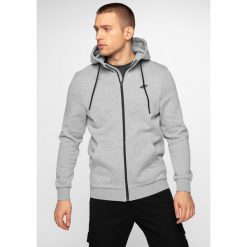 Bluza męska BLM300 - chłodny jasny szary melanż. Szare bluzy męskie xxl, bez wzorów, z dzianiny, z kapturem, bez rękawów, z kapturem. Za 129,99 zł.