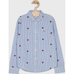 Tommy Hilfiger - Koszula dziecięca 128-176 cm. Niebieskie bluzki dziewczęce TOMMY HILFIGER, bez wzorów, z bawełny, z klasycznym kołnierzykiem, z długim rękawem, długie, bez kaptura. Za 299,90 zł.