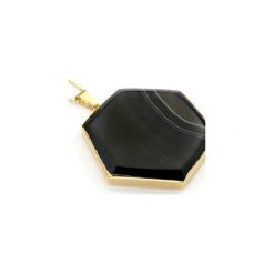 Colare Modern Agat sześciokąt złoto. Czarne naszyjniki damskie Brazi druse jewelry, na imprezę, z agatem, srebrne. Za 170,00 zł.