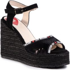 Espadryle LOVE MOSCHINO - JA1607BI0AJL0000 Nero. Czarne espadryle damskie Love Moschino, bez wzorów, ze skóry, bez obcasa, na obcasie. W wyprzedaży za 839,00 zł.