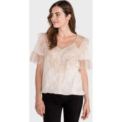 TWINSET Bluzka Beżowy. Brązowe bluzki damskie Twinset, s, w koronkowe wzory, z bawełny, bez kołnierzyka, bez rękawów. Za 750,95 zł.