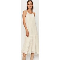 Vero Moda - Sukienka. Brązowe sukienki damskie Vero Moda, na co dzień, s, bez wzorów, z poliesteru, casualowe, z okrągłym kołnierzem, bez rękawów, maxi, rozkloszowane. Za 189,90 zł.