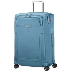 Walizka "Spinner" w kolorze niebieskim - 46 x 67 x 28 cm. Niebieskie walizki Samsonite, bez wzorów, z poliesteru. W wyprzedaży za 386,95 zł.