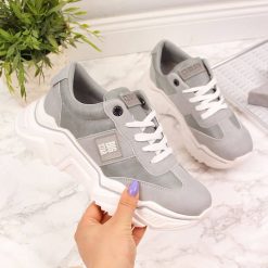 Sneakersy damskie na platformie szare Big Star GG274211. Szare buty sportowe damskie BIG STAR, bez wzorów, sportowe. Za 179,99 zł.