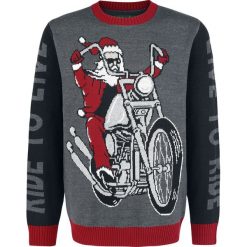 Swetry klasyczne męskie: Anlässe und Feiertage Ugly Christmas Sweater – Live To Ride – Ride To Live Sweter z dzianiny wielokolorowy